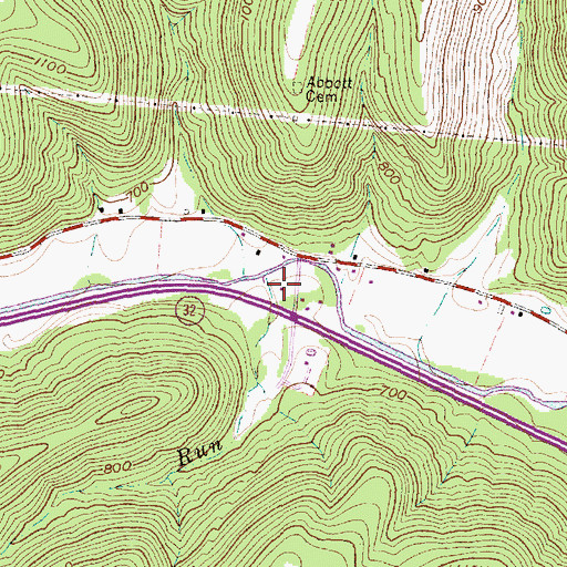 Topographic Map of Georges Run, OH
