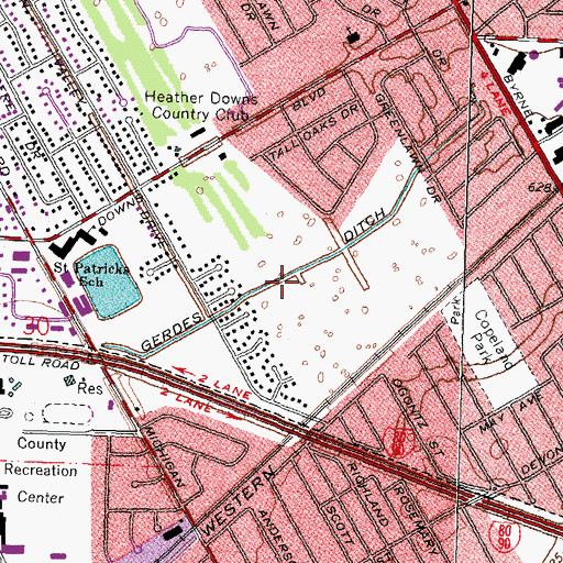 Topographic Map of Gerdes Ditch, OH