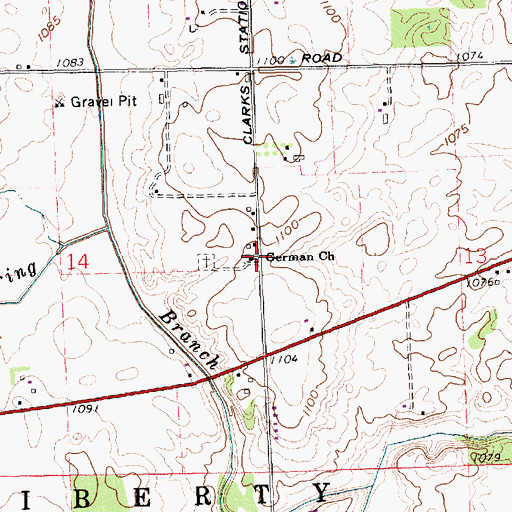 Topographic Map of Miller Grove German Baptist Church, OH
