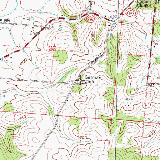 Topographic Map of German Cemetery, OH