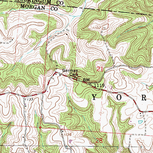 Topographic Map of German Cemetery, OH