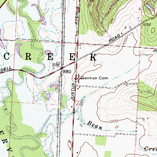 Topographic Map of German Cemetery, OH