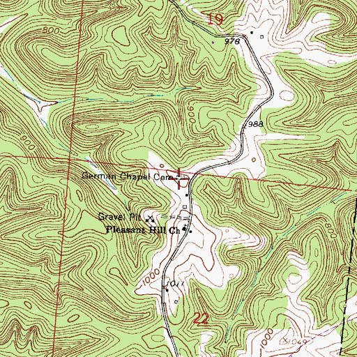 Topographic Map of German Chapel Cemetery, OH