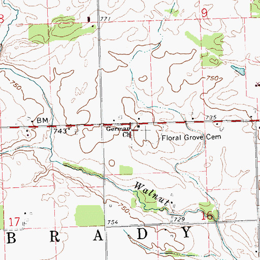 Topographic Map of German Church, OH