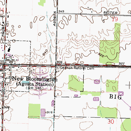 Topographic Map of German Reform Cemetery, OH