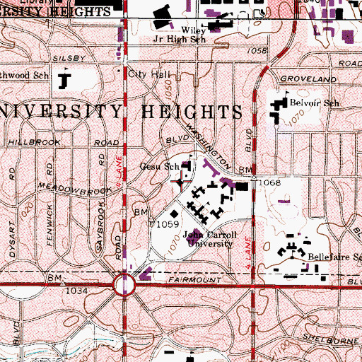 Topographic Map of Gesu Catholic School, OH