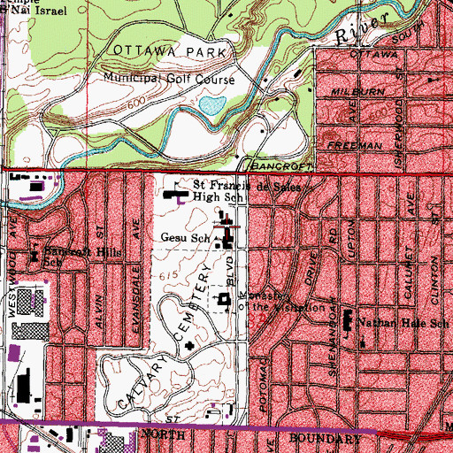 Topographic Map of Gesu School, OH