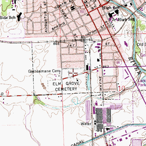 Topographic Map of Gethsemane Cemetery, OH