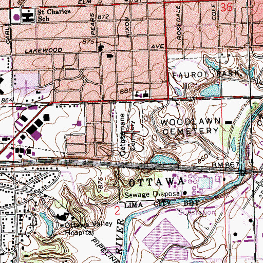 Topographic Map of Gethsemane Cemetery, OH