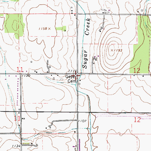 Topographic Map of Geyer Cemetery, OH