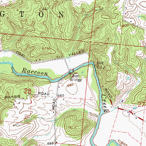 Topographic Map of Ghee Bridge, OH