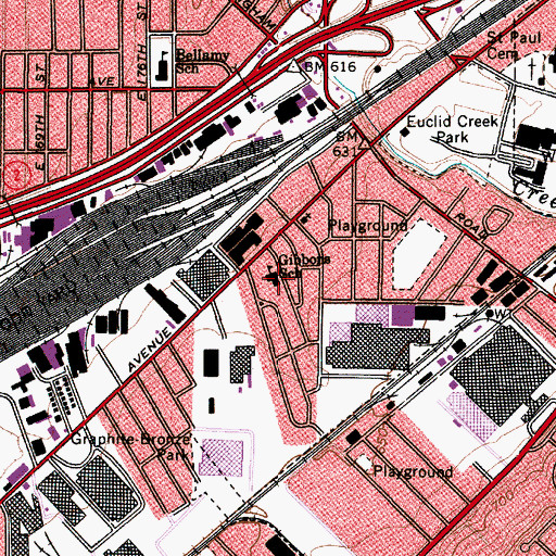 Topographic Map of Gibbons School, OH
