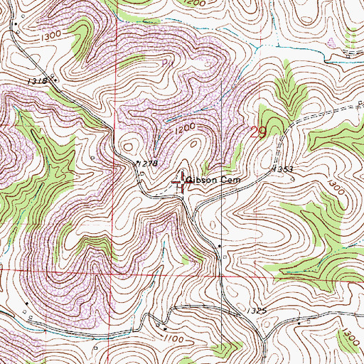 Topographic Map of Gibson Cemetery, OH