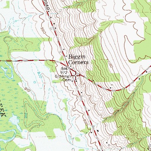 Topographic Map of Giddings Cemetery, OH