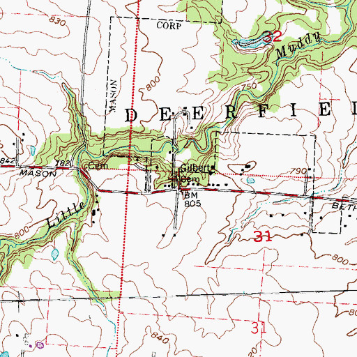 Topographic Map of Gilbert Cemetery, OH
