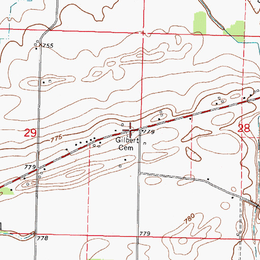 Topographic Map of Gilbert Cemetery, OH