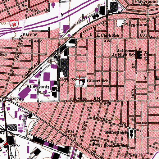 Topographic Map of Gilbert School, OH