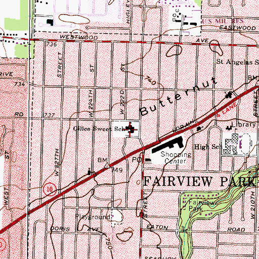 Topographic Map of Gilles-Sweet School (historical), OH