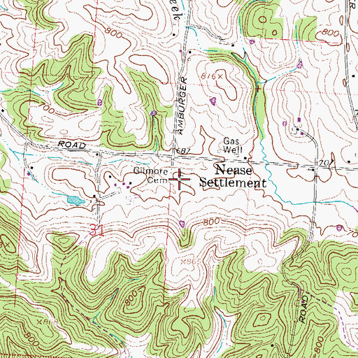 Topographic Map of Gilmore Cemetery, OH