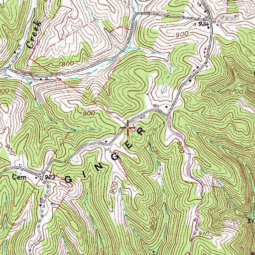 Topographic Map of Ginger Ridge, OH