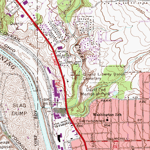 Topographic Map of Girard Liberty Union Cemetery, OH