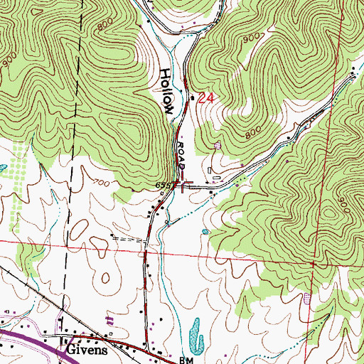 Topographic Map of Givens Hollow, OH