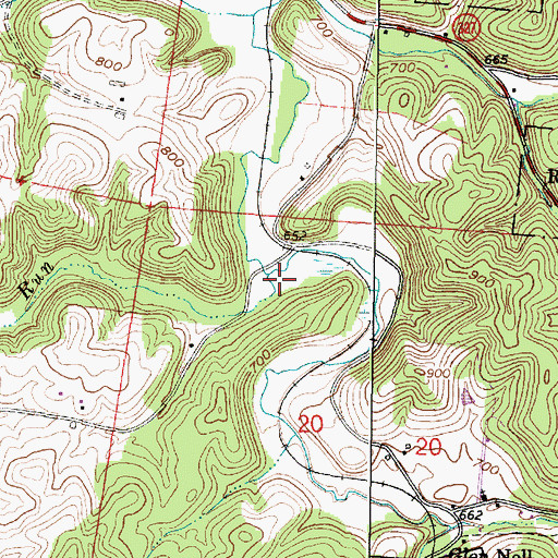 Topographic Map of Glade Run, OH