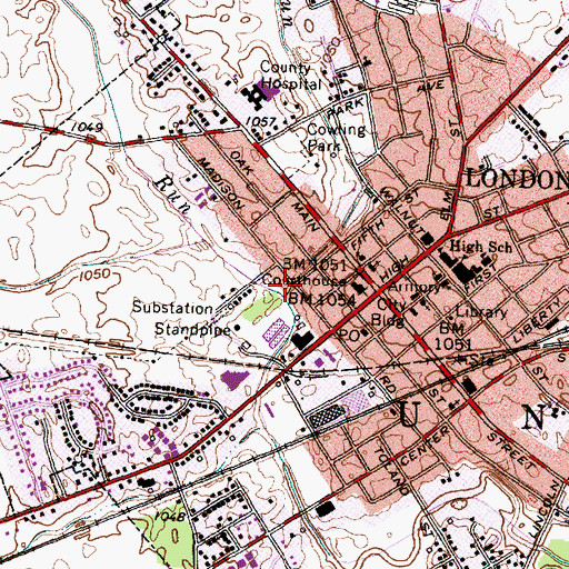 Topographic Map of Glade Run, OH
