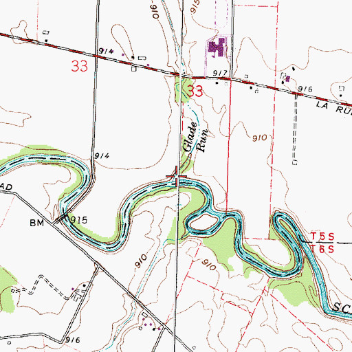 Topographic Map of Glade Run, OH