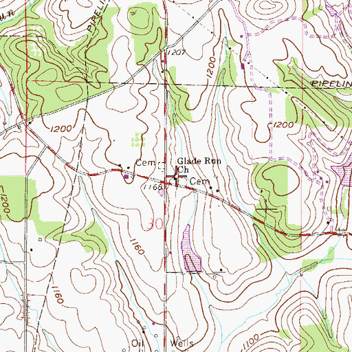 Topographic Map of Glade Run Church, OH
