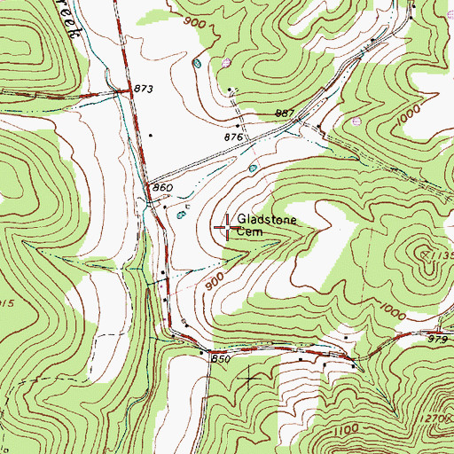 Topographic Map of Gladstone Cemetery, OH