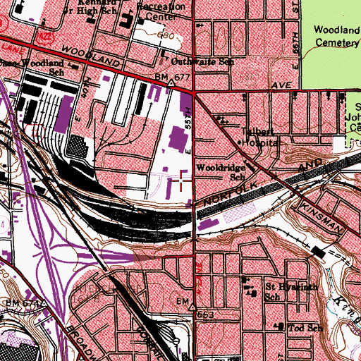 Topographic Map of Gladstone School (historical), OH