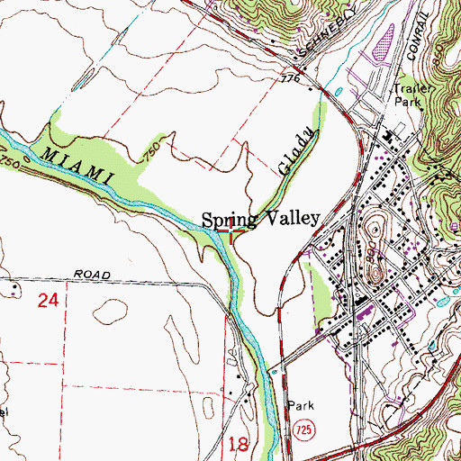 Topographic Map of Glady Run, OH