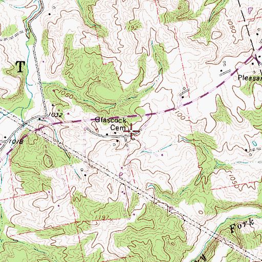 Topographic Map of Glascock Cemetery, OH