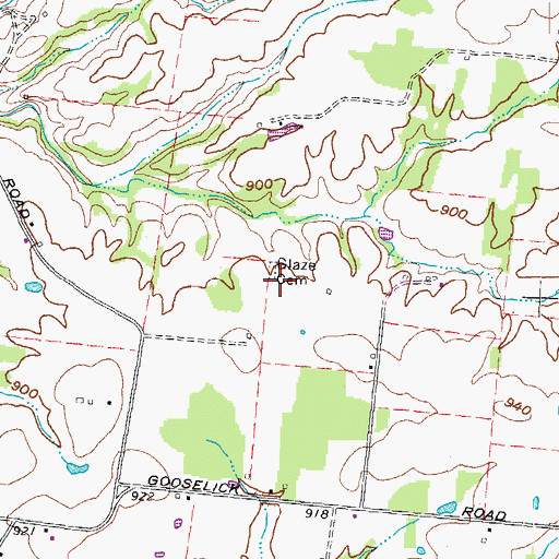 Topographic Map of Glaze Cemetery, OH