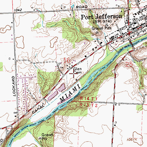 Topographic Map of Glen Cemetery, OH