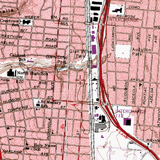 Topographic Map of Glen Echo Park, OH