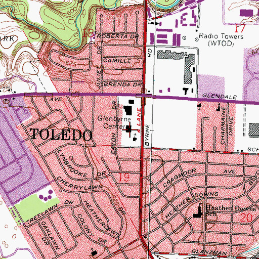 Topographic Map of Glenbyrne Center, OH