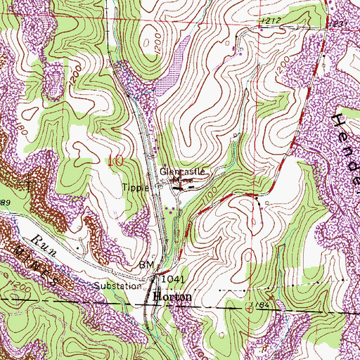Topographic Map of Glencastle Mine, OH