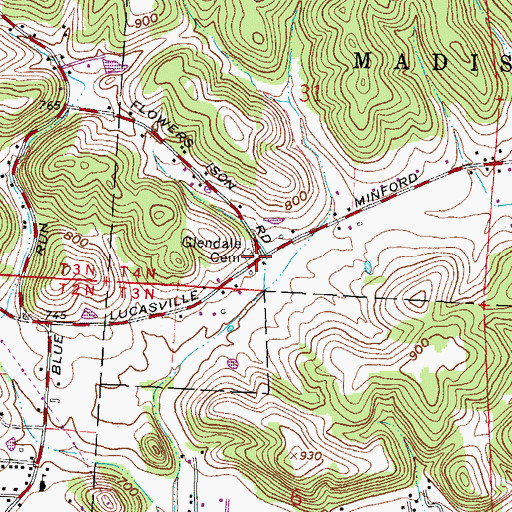 Topographic Map of Glendale Cemetery, OH