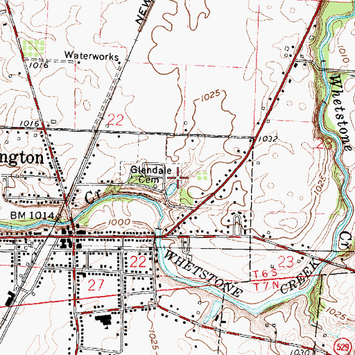 Topographic Map of Glendale Cemetery, OH