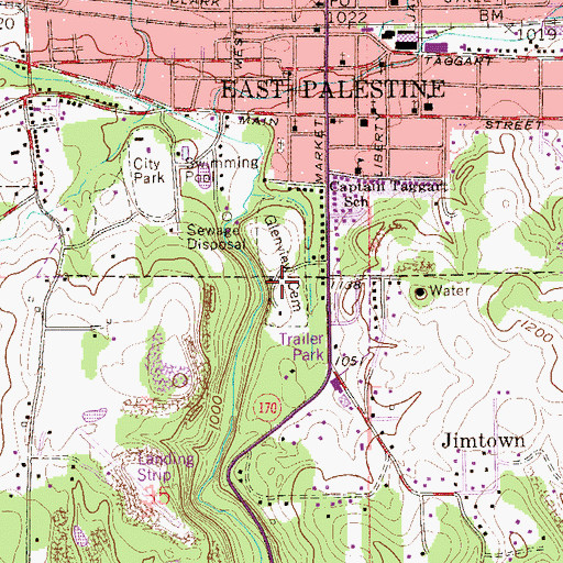 Topographic Map of Glenview Cemetery, OH