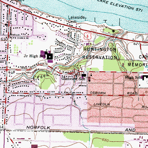 Topographic Map of Glenview School, OH