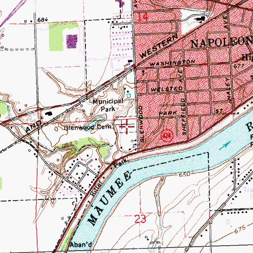 Topographic Map of Glenwood Cemetery, OH