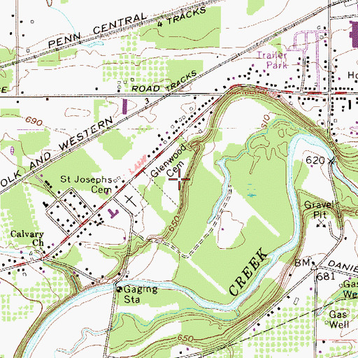 Topographic Map of Glenwood Cemetery, OH