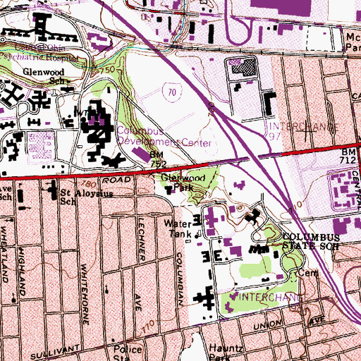 Topographic Map of Glenwood Park, OH