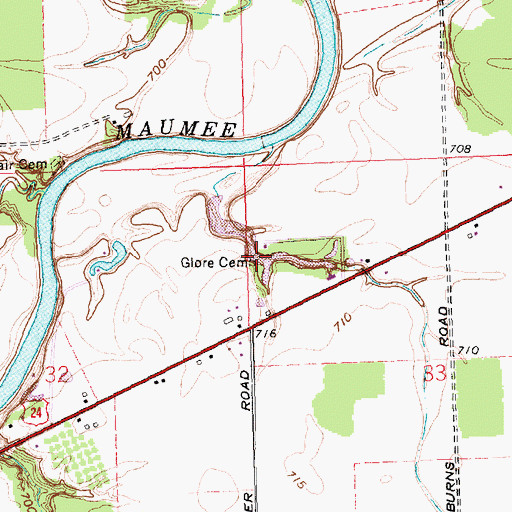 Topographic Map of Glore Cemetery, OH