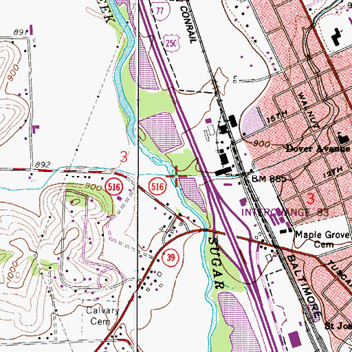 Topographic Map of Goettge Run, OH