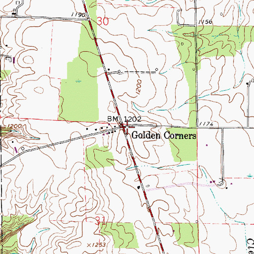Topographic Map of Golden Corners, OH