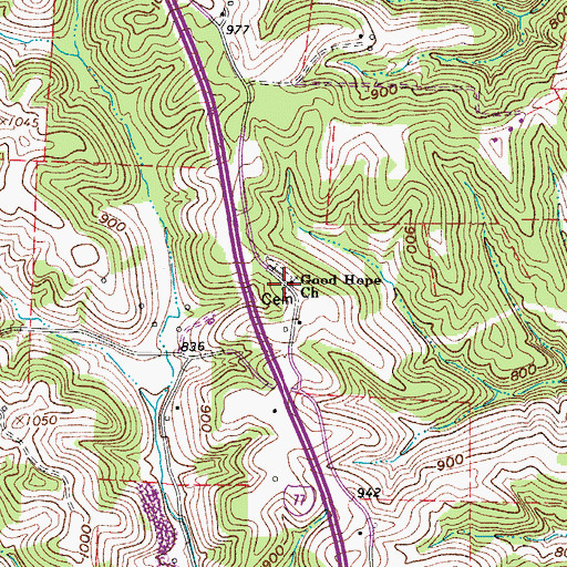 Topographic Map of Good Hope Church, OH